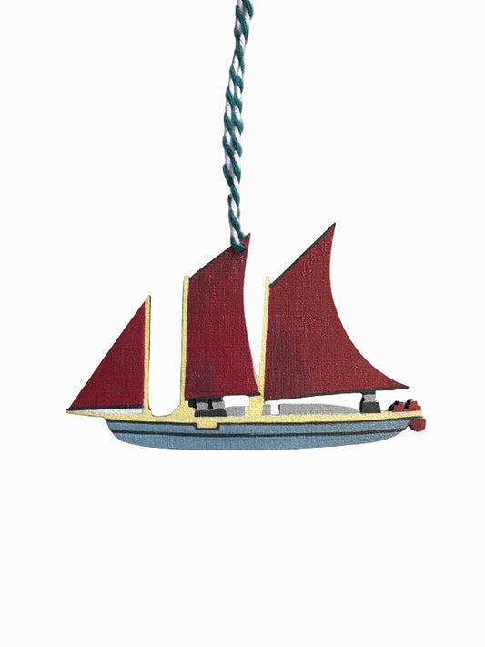 Oyster Catcher Sailing Boat Wooden Hanging Decoration