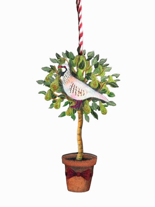 Partridge in a Pear Tree Wooden Hanging Decoration
