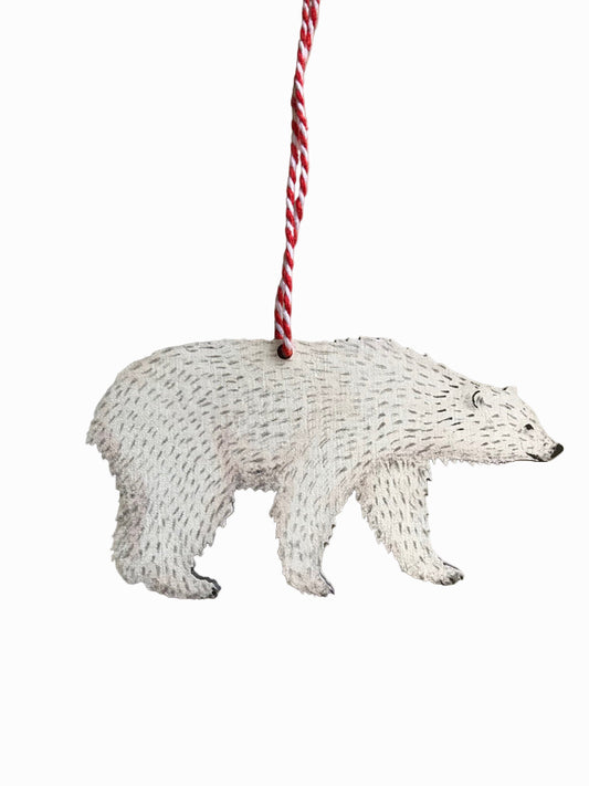Polar Bear Wooden Hanging Decoration