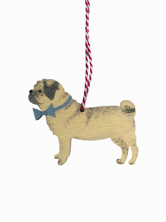 Pug Dog Wooden Hanging Decoration