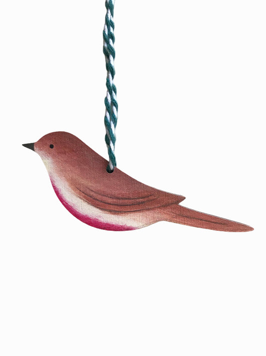 Robin Red Breast Wooden Hanging Decoration