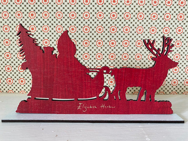 Sleighride  Wooden Mantle Ornament