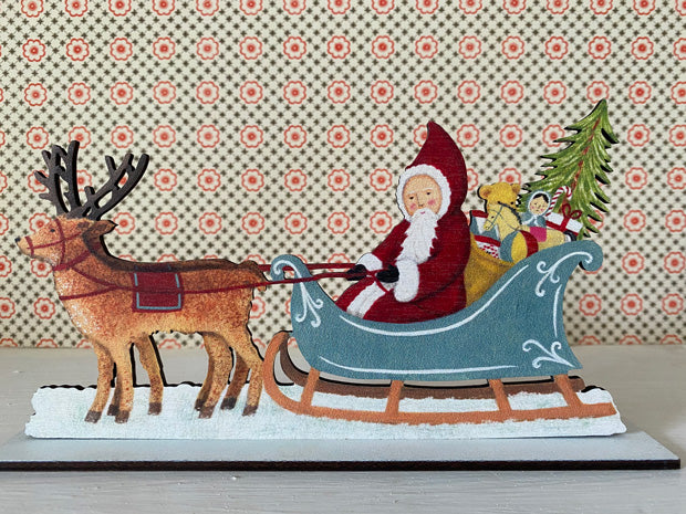 Sleighride  Wooden Mantle Ornament