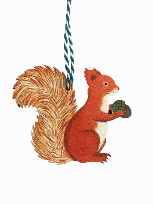 Red Squirrel Wooden Hanging Decoration