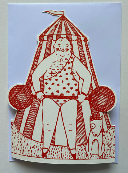 Stand-up Circus Strongman Card