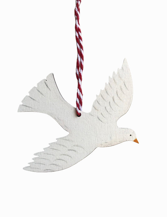 Swooping Dove Wooden Hanging Decoration