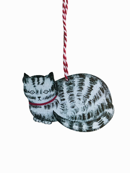 Tabby Cat Wooden Hanging Decoration