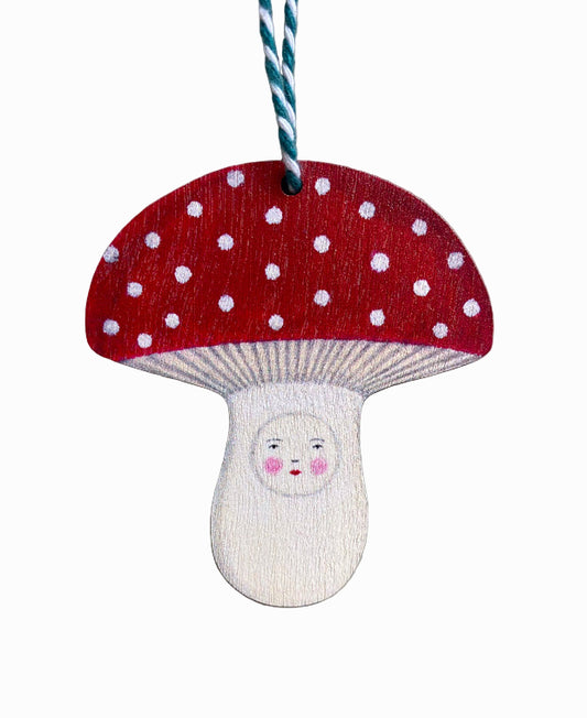 Toadstool Wooden Hanging Decoration