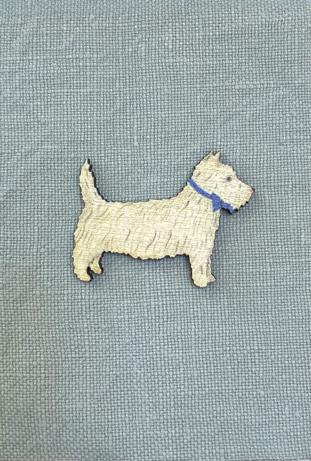 Lapel Pin-Brooch White Scottie Dog
